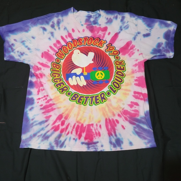 Vintage Woodstock 99 Rome NY 1999Concert Tie Dye Front and Back graphicT-Shirt